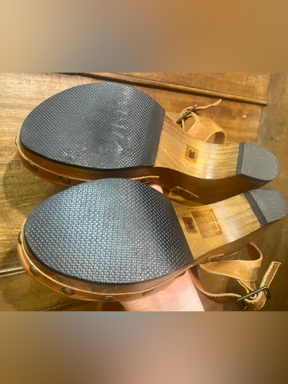 Cordani Zori Tan Leather Wooden Heeled Clogs - Picture 4 of 7